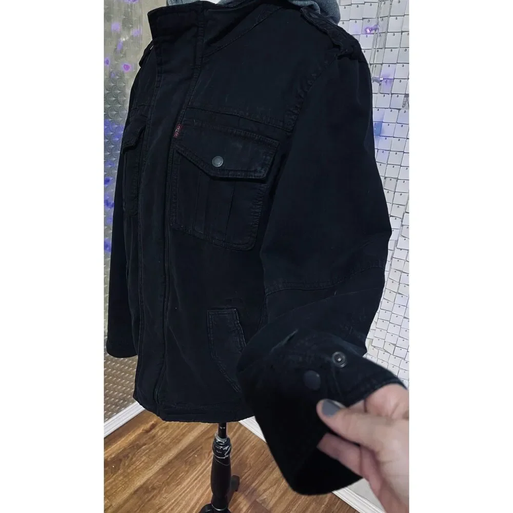 Levi Strauss Washed Cotton Hooded Military Jacket. Size S.